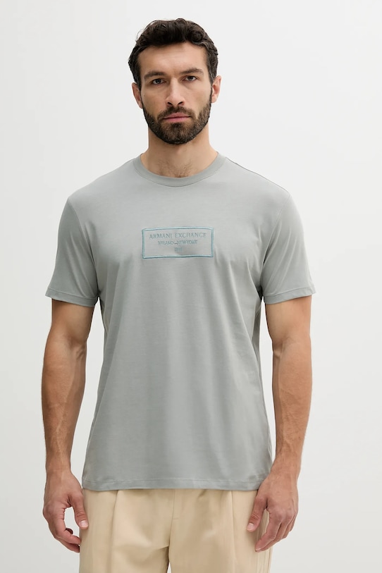 Bavlněné tričko Armani Exchange kulatý zelená XM000552.AF10356