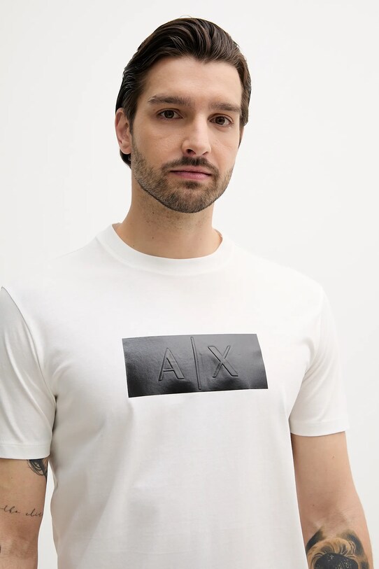Armani Exchange t-shirt bawełniany beżowy XM000786.AF10364