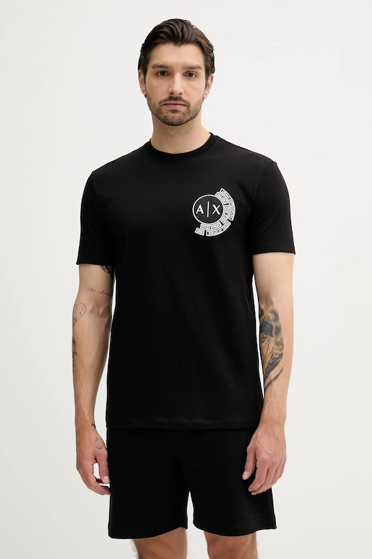 Armani Exchange tricou din bumbac imprimeu negru XM000556.AF10358