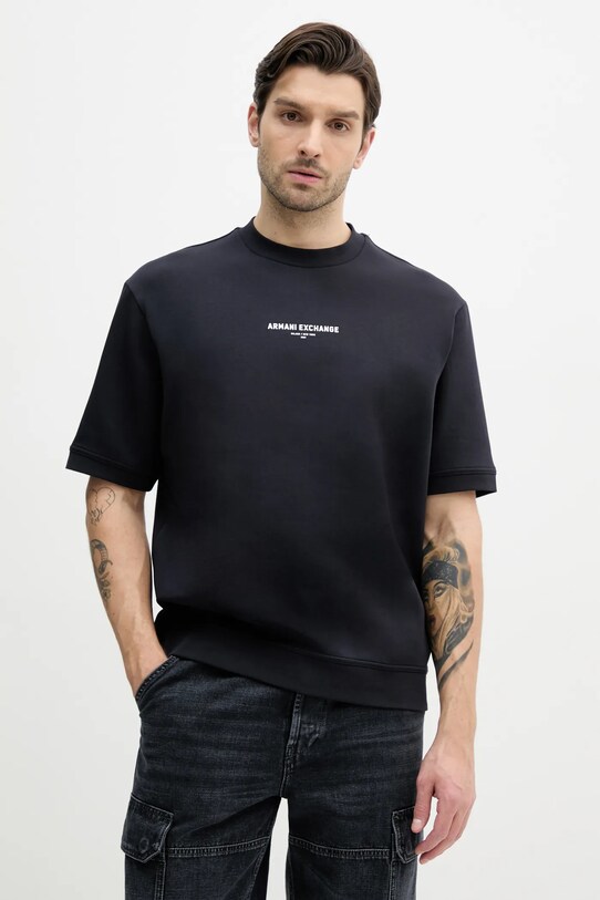 Tričko Armani Exchange s elastanem námořnická modř XM000290.AF10818