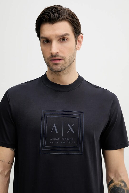 Bavlněné tričko Armani Exchange kulatý námořnická modř XM000358.AF10364