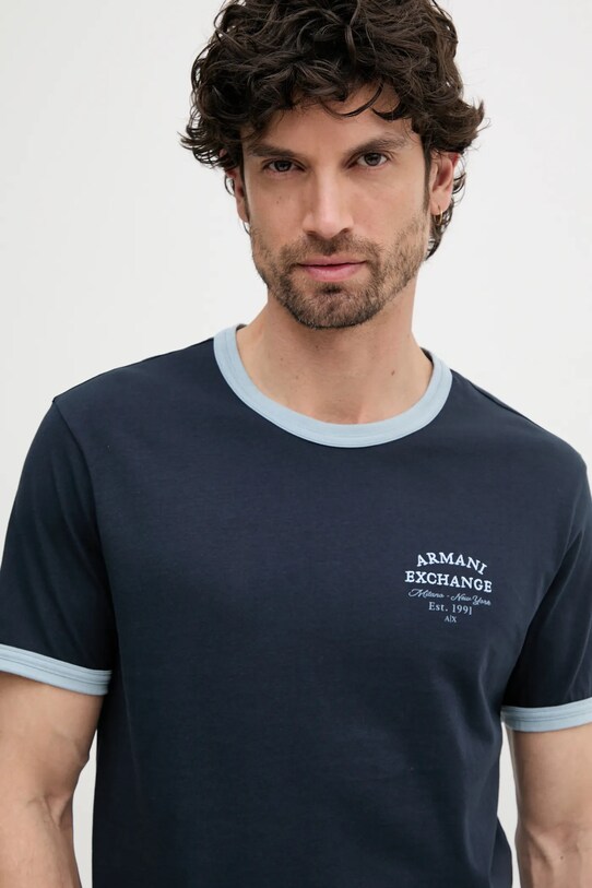 Bavlněné tričko Armani Exchange námořnická modř XM000536.AF10334