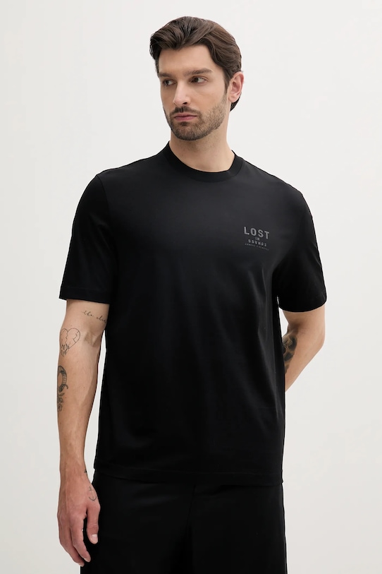 Bavlněné tričko Armani Exchange kulatý černá XM000575.AF10364