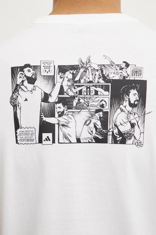 Памучна тениска adidas Performance Messi JJ1414 бежов