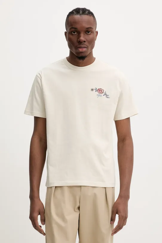 A.P.C. t-shirt bawełniany t-shirt oscar aplikacja beżowy COGCK.H26511
