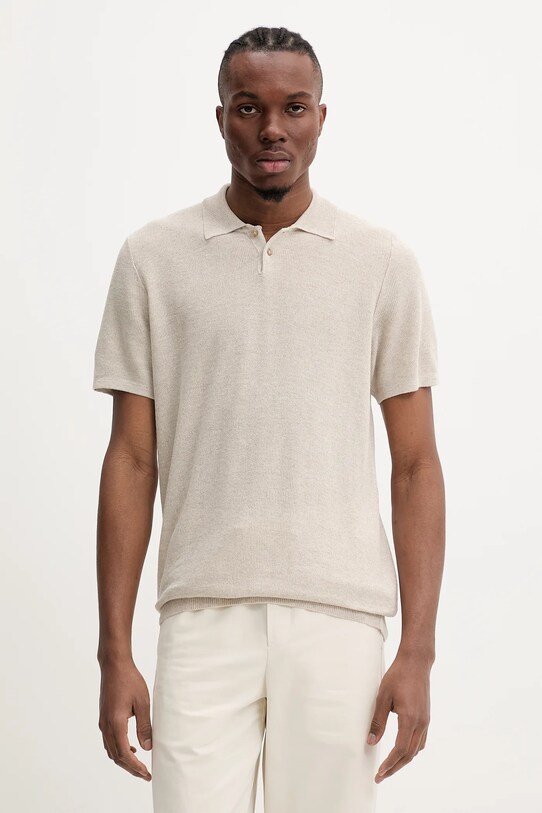 A.P.C. tricou polo din in polo jay regular bej VIAJC.H23315