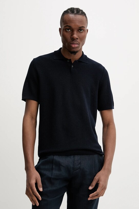 Polo z mešanico lana A.P.C. polo jay Brez vzorca mornarsko modra VIAJC.H23315