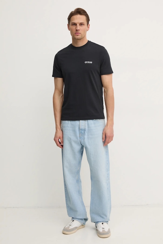 Guess tricou din bumbac U4BM03.KCAM1 negru SS25