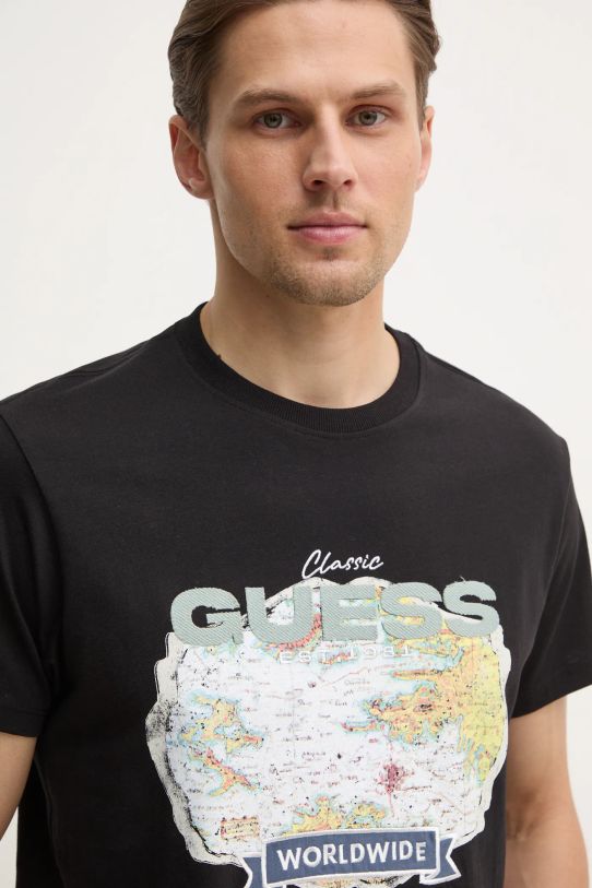 Guess tricou din bumbac negru M5RI10.I3Z14