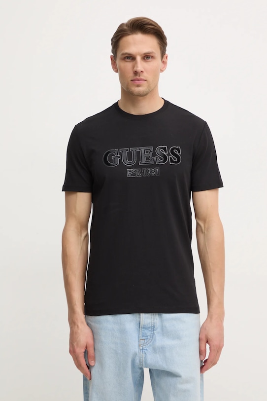 Majica kratkih rukava Guess natpis crna M5RI12.J1314