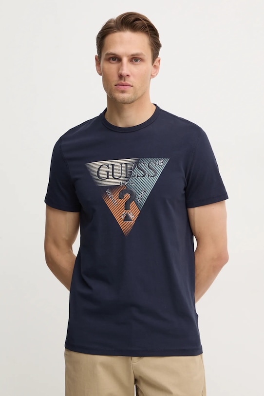 Guess t-shirt elasztánnal sötétkék M5RI14.J1314