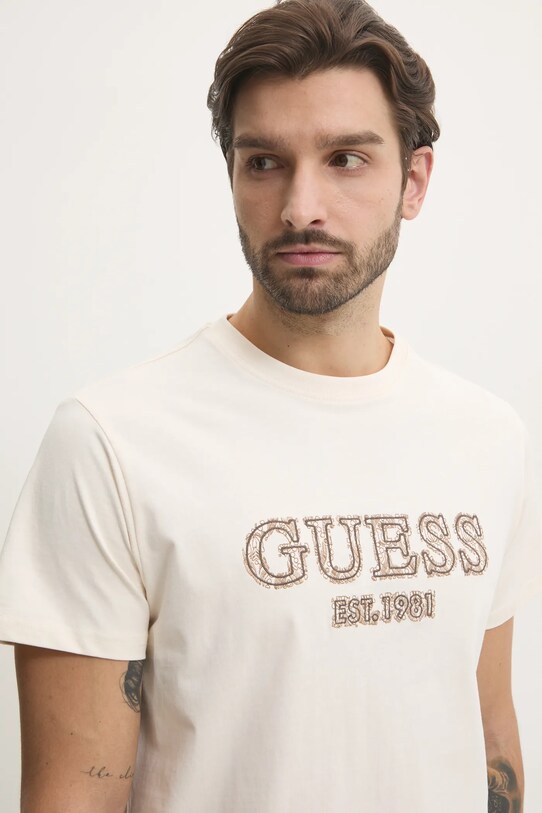 Bavlněné tričko Guess béžová M5RI23.K8FQ4