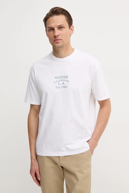 Guess tricou din bumbac imprimeu alb M5RI35.K8FQ4