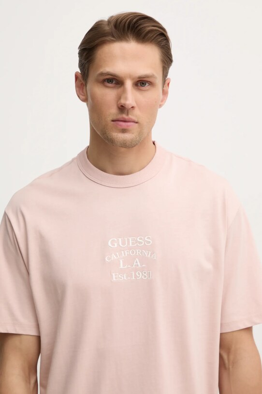 Guess t-shirt bawełniany różowy M5RI35.K8FQ4