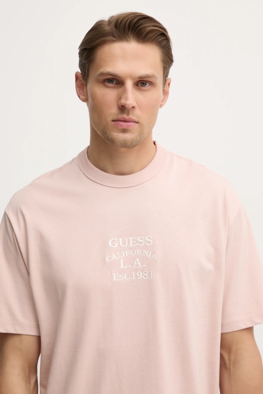 Хлопковая футболка Guess розовый M5RI35.K8FQ4