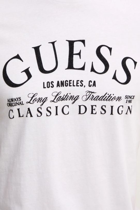 Βαμβακερό μπλουζάκι Guess M5RI43.K9RM1 λευκό