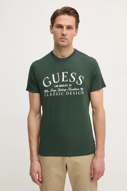 Guess tricou din bumbac imprimeu verde M5RI43.K9RM1