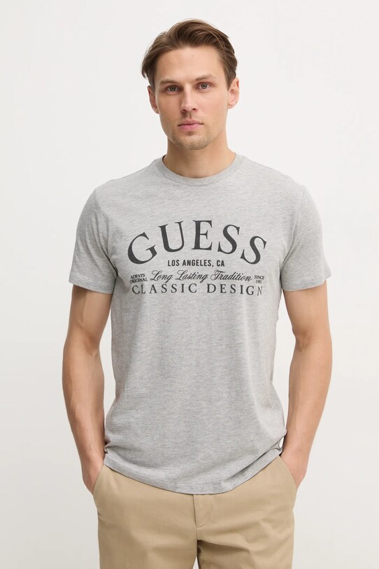 Хлопковая футболка Guess regular серый M5RI43.K9RM1