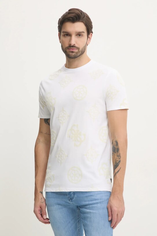 Guess tricou din bumbac imprimeu alb M5RI46.KBW41