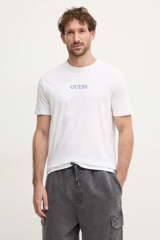 Guess tricou din bumbac imprimeu alb M5RI58.K9RM1