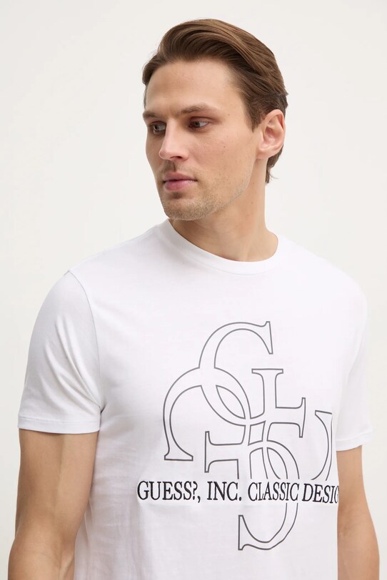 Памучна тениска Guess бял M5RI59.K9RM1