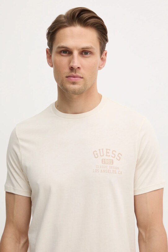 Guess tricou din bumbac bej M5RI86.K9RM1
