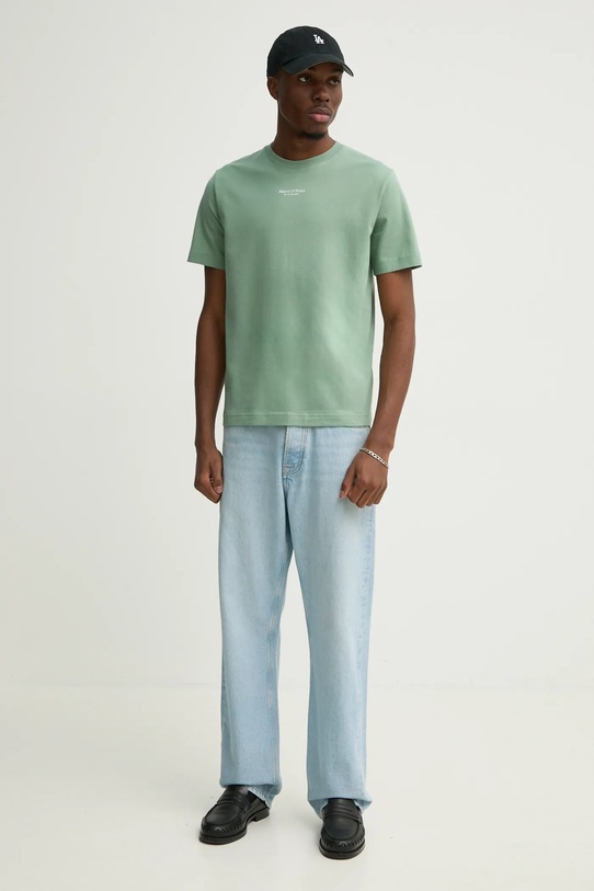 Памучна тениска Marc O'Polo 520201251382 зелен SS25