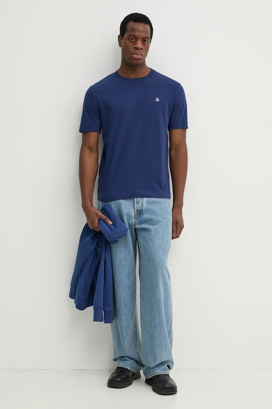 Βαμβακερό μπλουζάκι Marc O'Polo 522201251054 σκούρο μπλε SS25