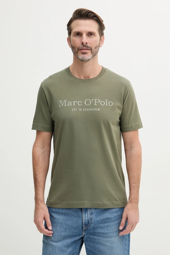 Marc O'Polo t-shirt in cotone sovrastampa verde 523201251052