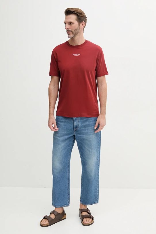 Bavlnené tričko Marc O'Polo 523201251382 burgundské SS25