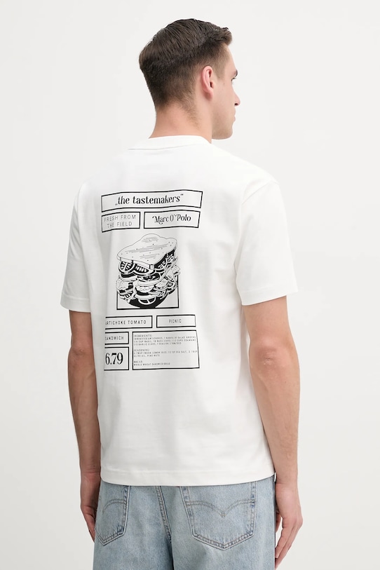 Marc O'Polo t-shirt bawełniany nadruk biały 523206451356