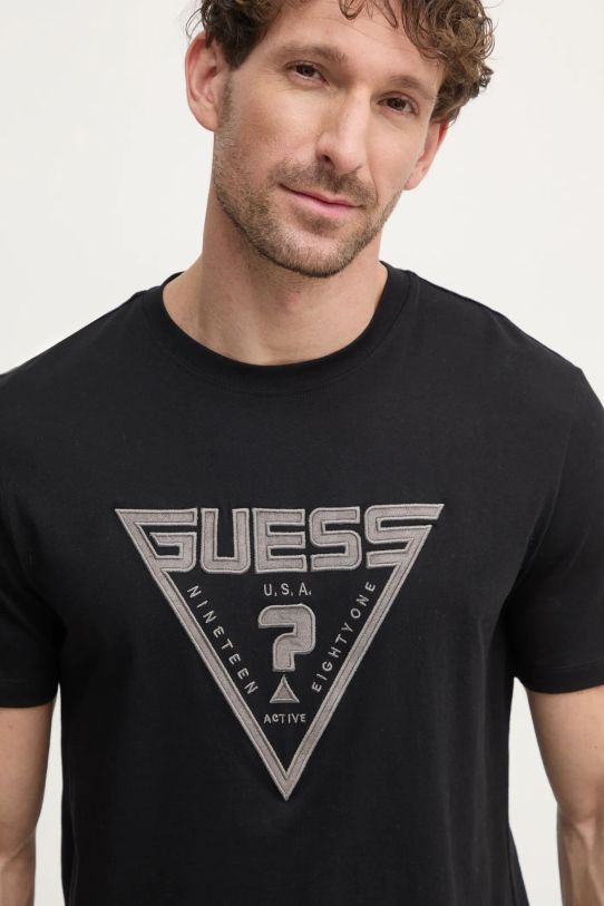 Guess tricou din bumbac MIDWAY negru Z5RI03.I3Z14