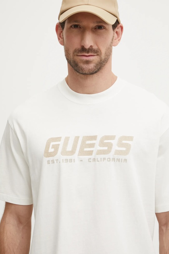 Хлопковая футболка Guess SURON бежевый Z5RI10.I3Z14