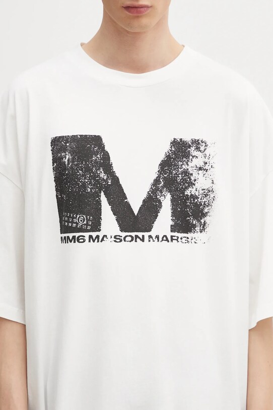 Βαμβακερό μπλουζάκι MM6 Maison Margiela λευκό SH0GC0048
