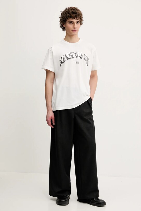 MM6 Maison Margiela tricou din bumbac SH0GC0046 alb SS25