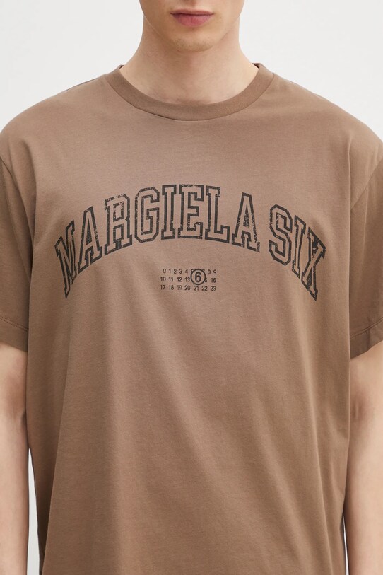MM6 Maison Margiela t-shirt bawełniany brązowy SH0GC0046