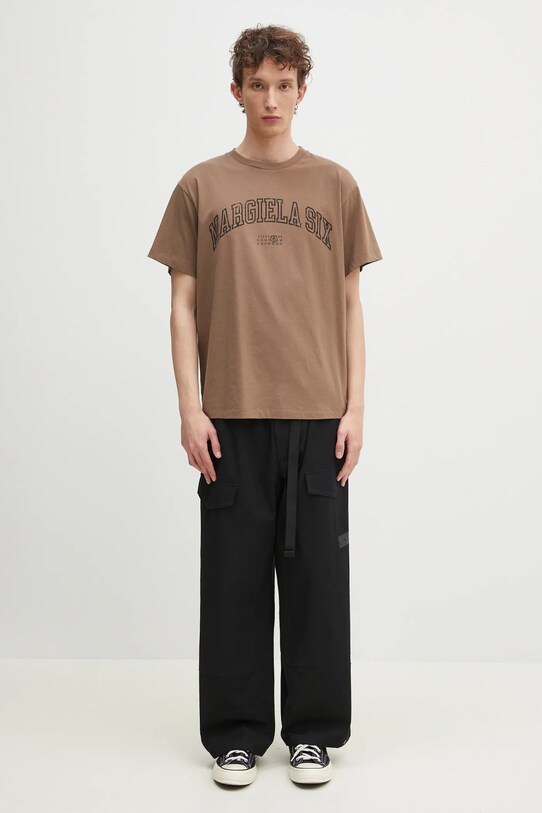 MM6 Maison Margiela t-shirt bawełniany SH0GC0046 brązowy