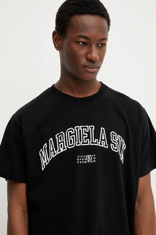 Βαμβακερό μπλουζάκι MM6 Maison Margiela μαύρο SH0GC0046