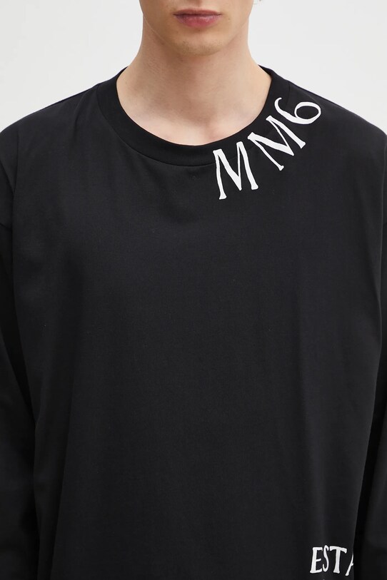 MM6 Maison Margiela top a maniche lunghe in cotone nero SH0GC0047