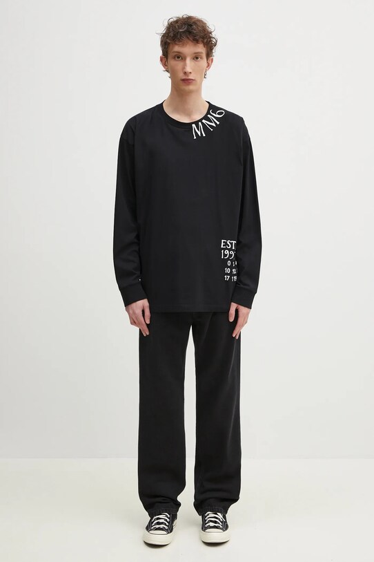MM6 Maison Margiela top a maniche lunghe in cotone SH0GC0047 nero