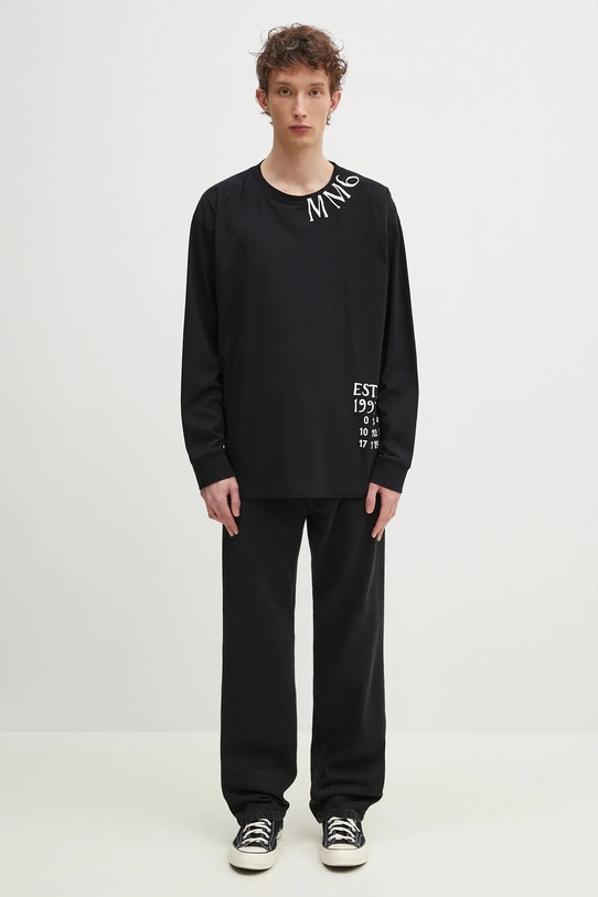 Памучна блуза с дълги ръкави MM6 Maison Margiela SH0GC0047 черен