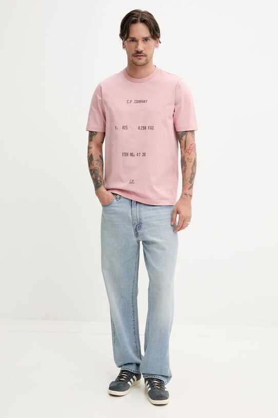 Бавовняна футболка C.P. Company 18CMTS107A110301W рожевий SS25