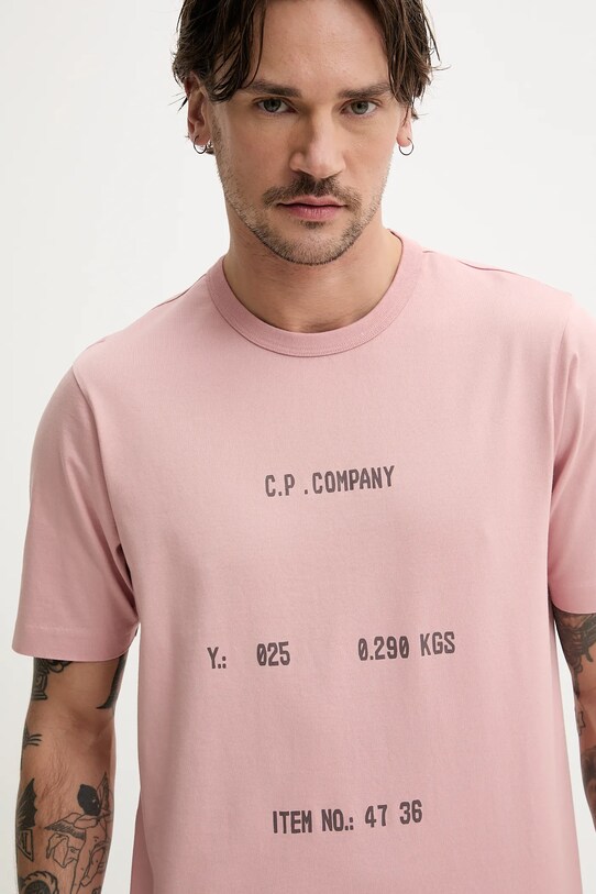 C.P. Company t-shirt bawełniany różowy 18CMTS107A110301W