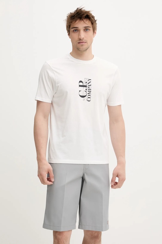 C.P. Company t-shirt bawełniany nadruk biały 18CMTS138A005100W