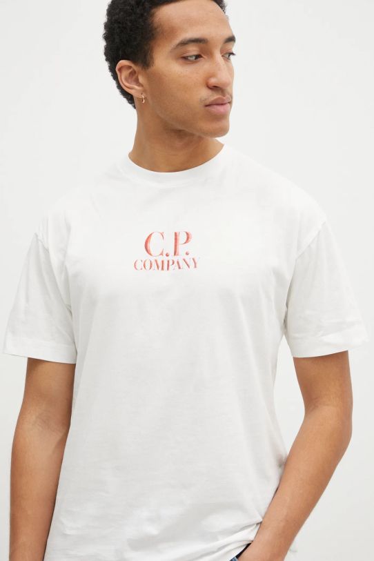 C.P. Company t-shirt bawełniany biały 18CMTS141A005100W