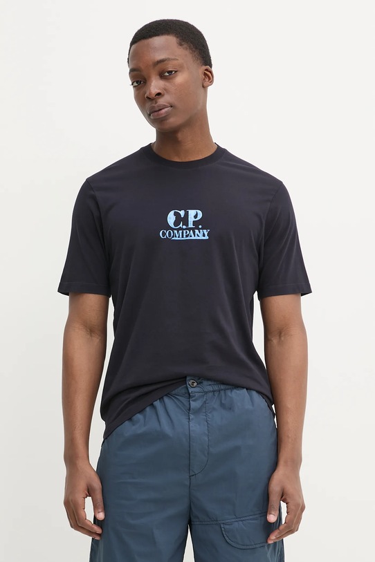 Bavlnené tričko C.P. Company potlač tmavomodrá 18CMTS143A006586W
