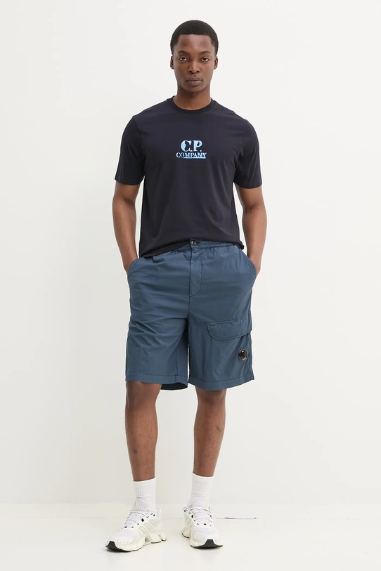 Bavlnené tričko C.P. Company 18CMTS143A006586W tmavomodrá SS25