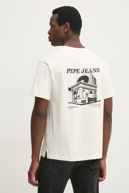 Βαμβακερό μπλουζάκι Pepe Jeans DALTON TEE στάμπα μπεζ PM509722