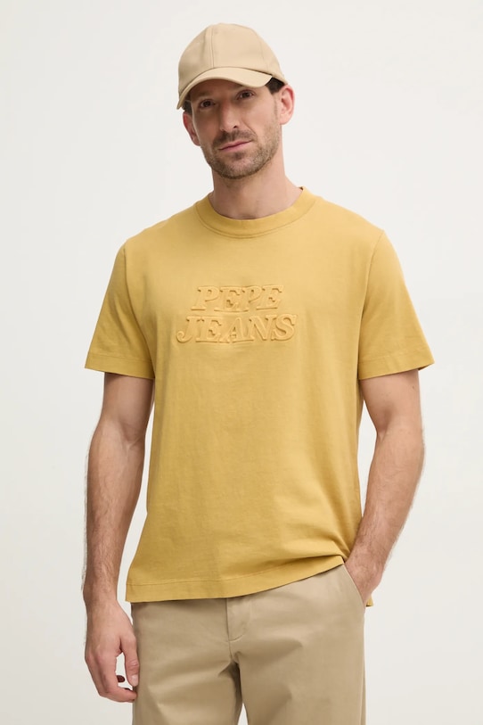 Pepe Jeans tricou din bumbac DARIUS TEE imprimeu galben PM509723
