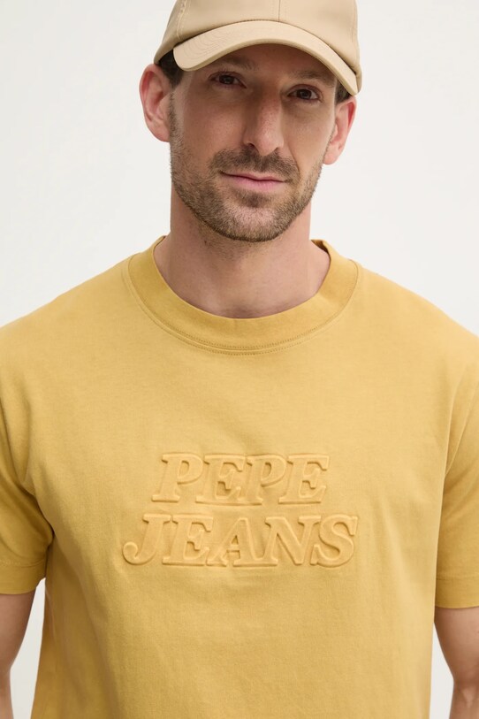 Pepe Jeans tricou din bumbac DARIUS TEE galben PM509723